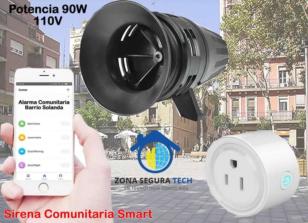 Sirena Comunitaria 90W con Socket inteligente activación remota desde celular