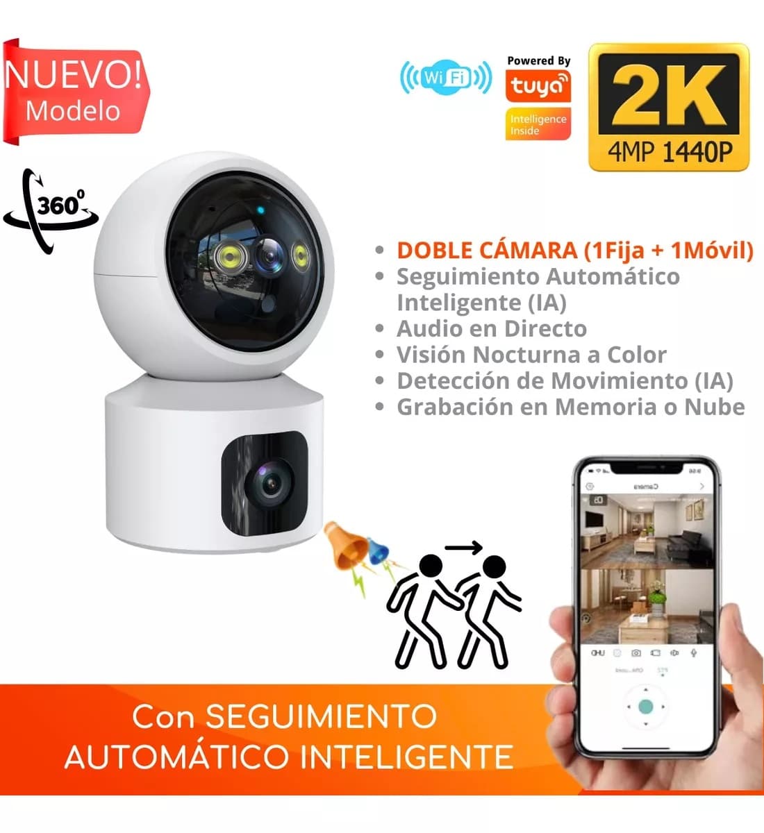 E11-4MP Cámara Inteligente Doble Lente Interna PTZ