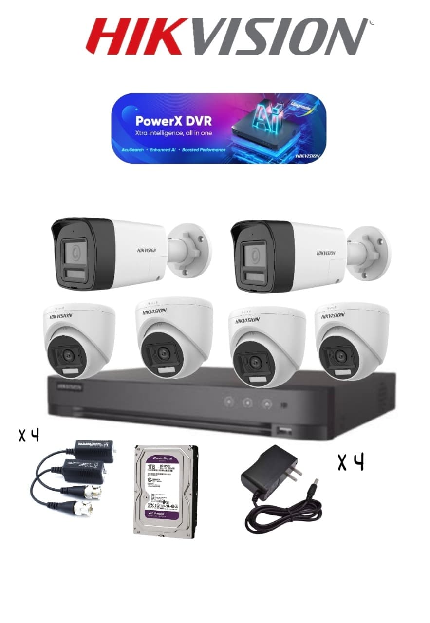 Kit DVR 8CH Hikvision PowerX con 6 Cámaras TurboHD 1080p
