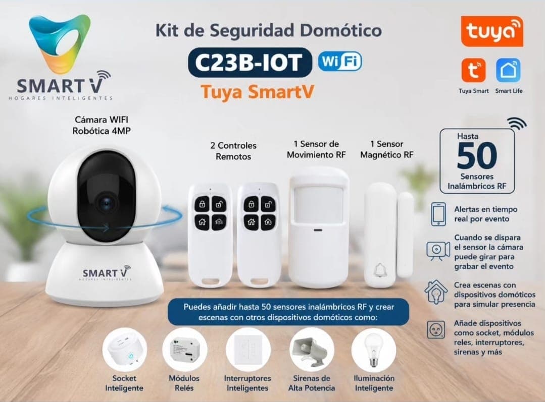 C23B-IoT Kit Cámara WIFI 4MP con sensores RF 433Mhz